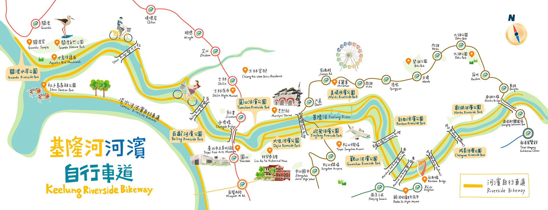 基隆河濱自行車道地圖